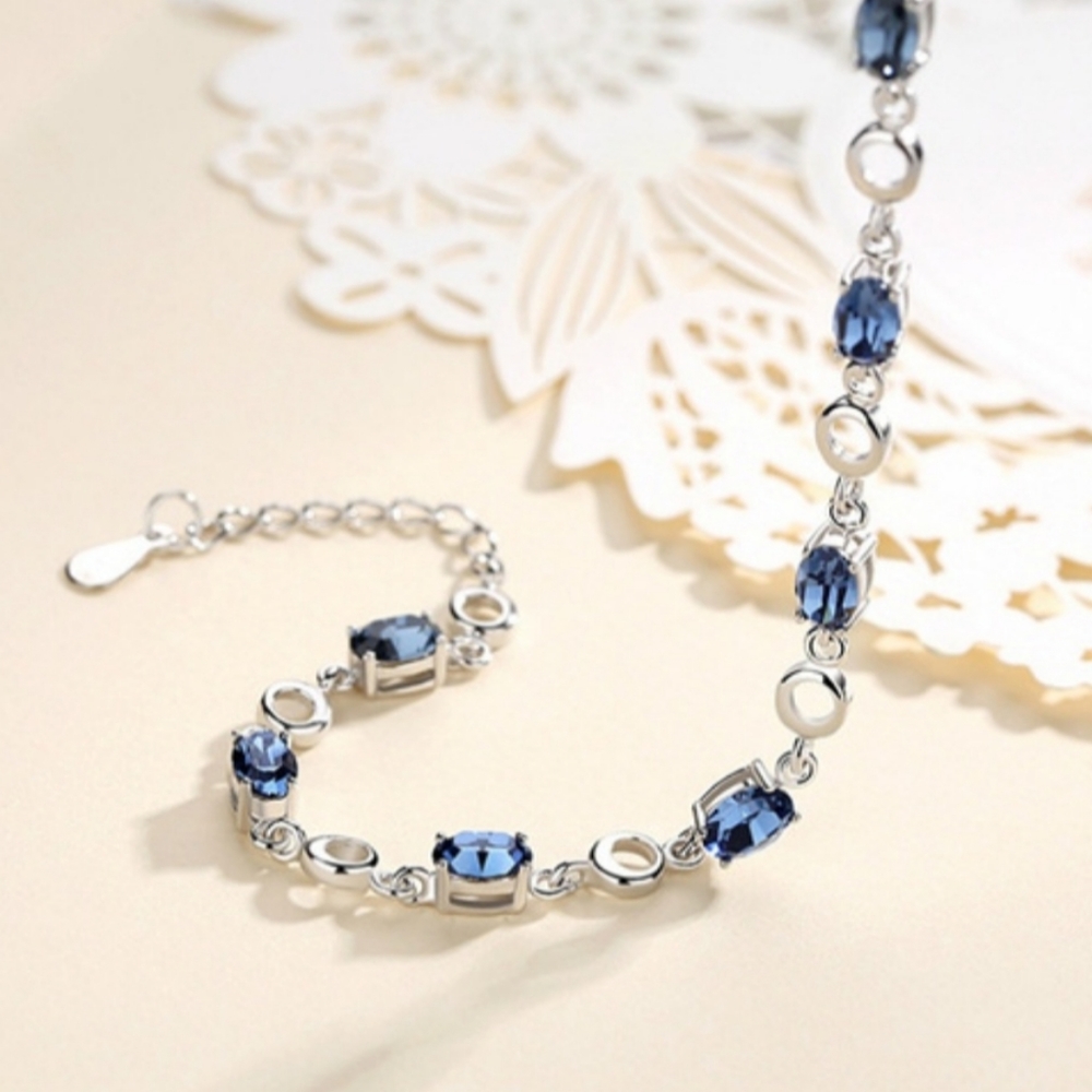 Blue Sapphire Silver Bracelet